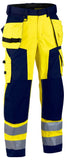 Blaklader 1567 waterproof hi vis softshell trousers with kneepad and nail pockets - rail ris compliant