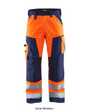 Orange Blaklader Hi Vis Class 2 Lightweight Work Trouser Rail RIS 3279- 1566 Hi Vis Trousers Active-Workwear High Vis Trousers without nail pockets in a very durable but light material. The wear resistance makes the trousers your ultimate choice for a hard working day! Certified according to EN ISO 20471 class 2.