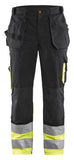 Blaklader hi visibility class 1 knee pad work trousers with nail pockets -1529 1860