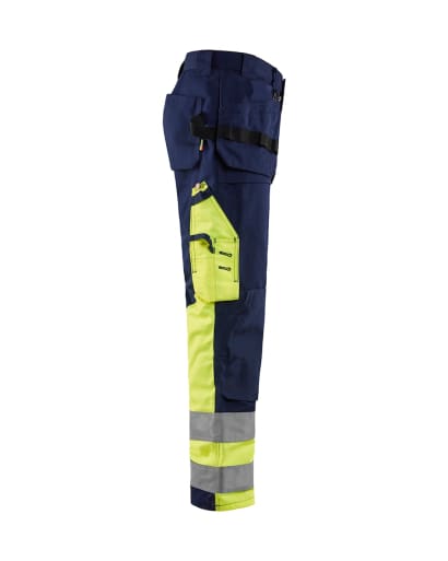 Blaklader hi visibility class 1 knee pad work trousers with nail pockets -1529 1860