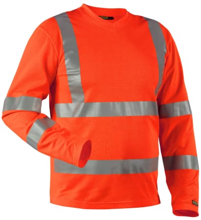 Blaklader high visibility v-neck long sleeve safety work t-shirt - class 3 uv protective