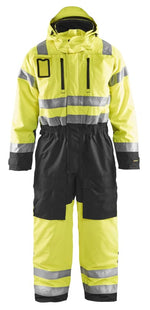 Blaklader high visibility waterproof winter coveralls with knee pad pockets & chin guard - 6763