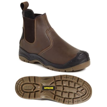 Brown apache safety dealer boot with steel toe cap - water resistant and anti-static