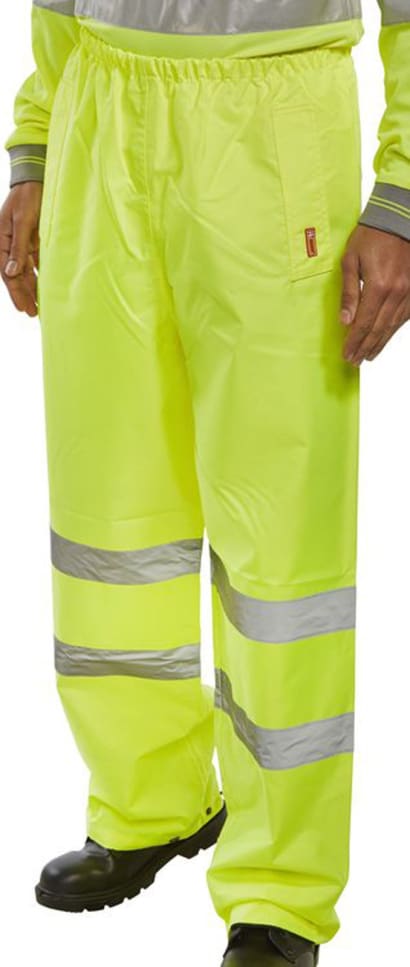 Hi vis pvc coated waterproof trousers en471 class 1