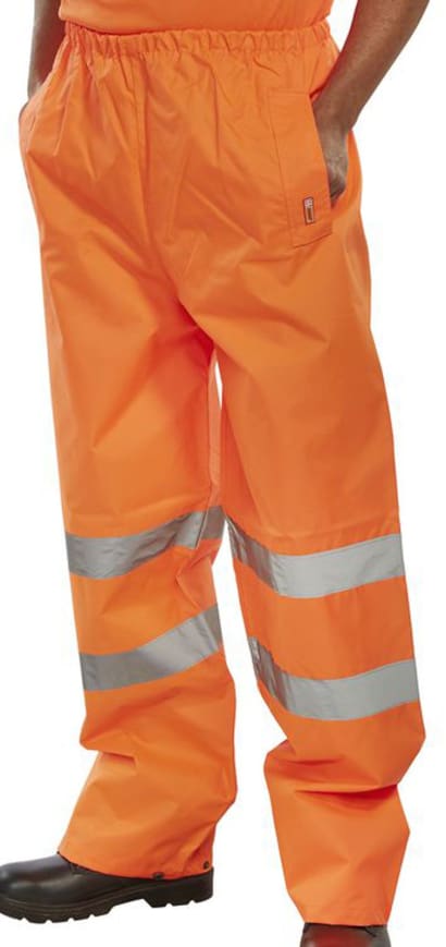 Hi vis pvc coated waterproof trousers en471 class 1