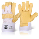 Canadian yellow leather rigger glove fleece lined (pack of 10)- beeswift canyhsp