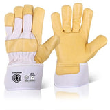 Canadian yellow leather rigger glove fleece lined (pack of 10)- beeswift canyhsp