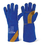 Cat 2 blue gold welders split leather gauntlet (pack of 10) -beeswift bfhqn
