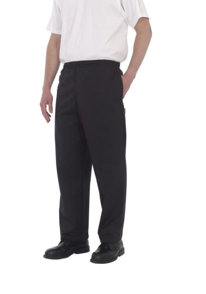 Dennys black elasticated kitchen catering trouser-dc18b