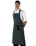 Dennys Cotton Striped Butchers Apron-DP85 Catering & Hospitality Fast dyed print butcher's bib apron No pocket Anti-tangle ties Reinforced corners Slot to take replacement tie Suitable for industrial laundering One size Minimal colour loss Adjust