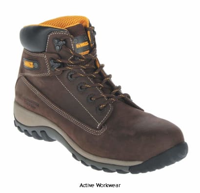 Dewalt Hammer Lightweight Non Metallic Hiker Safety Boot S1P SRA - Hammer Boots Active-Workwear Brown Nu-buck upper, Anti bacterial in-sole with dual density seat region for shock absorption. 200 Joule composite toe cap. Composite mid sole for under foot protection. EVA rubber sole resistant to 300ºC. Chemical resistant sole. Oil resistant sole