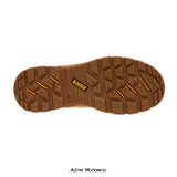 Sole Dewalt Jamestown Side Zip S3 SC SR FO LG HRO Safety Boot Ladder Grip -Jamestown Boots Dewalt Active-Workwear Jamestown is a water resistant, honey work boot, with YKK size zipper for ease of entry. The boot is a wide fit and has over nose protection and a ladder grip. PU/Rubber outsole which is heat resistant to 300 degrees celcius. Fitted with the Pro Comfort footbed for maximum comfort during your working day. Padded collar and tongue.