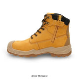 Side Dewalt Jamestown Side Zip S3 SC SR FO LG HRO Safety Boot Ladder Grip -Jamestown Boots Dewalt Active-Workwear Jamestown is a water resistant, honey work boot, with YKK size zipper for ease of entry. The boot is a wide fit and has over nose protection and a ladder grip. PU/Rubber outsole which is heat resistant to 300 degrees celcius. Fitted with the Pro Comfort footbed for maximum comfort during your working day. Padded collar and tongue.