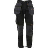 Dewalt Pro Stretch Holster Pocket Slim Fit Work Trouser-HarrisonTrousers Dewalt Active-Workwear Pro stretch trouser with holster pockets. Regular fit trouser with 4 stretch inserts in key areas for flexibility and comfort. Cordura reinforced knee pads and lower hems for durability.