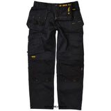 Dewalt Pro-Tradesman Black Knee Pad Holster Pocket Trouser-PROTRDBLK Trousers Dewalt Active-Workwear A functional work trouser featuring Cordura holster pockets and top loading knee pad pockets. Cordura reinforced hem. Side utility pocket and large phone pocket to opposite leg. Triple stitched in key areas. Low rise comfort waist. Tunnel belt loop and YKK zip. A comfortable trouser for any professional tradesman.