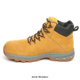 Side Dewalt Reno Wheat ProLite S3 Safety Boot Aluminium Toe Composite Midsole -Reno Boots Dewalt Active-Workwear DeWalt Reno is a water-resistant, lighweight honey nubuck work boot. The Reno is the sister product to the DeWalt Kirksville. It is manufactured with an aluminium toe cap, composite midsole and has a padded tongue and collar. The Reno boasts a lightweight Phylon/Rubber Pro-Lite outsole which is tested for resistance to fuel oil, and is also certified to the best slip rating. 
