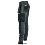 lack Dewalt Stretch Modern Fit Memphis Holster and Kneepad Trades Trouser-Memphis Trousers Dewalt Active-Workwear Grey/Black holster pocket regular fit trouser. 73% Rayon, 22% Nylon and 5% Elastane main body for maximum comfort and flexibility. Twin holster pockets. Cordura reinforced hems. Cordura knee pad pockets.