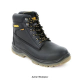 Dewalt Titanium Black Waterproof S3 WR SRA Safety Boot Sizes 5-13 -Titanium Boots Dewalt Active-Workwear Full grain black leather upper. Waterproof and breathable membrane inner lining and PU comfort insole for dry, comfotable all day wear. The padded tongue and collar provide increased comfort. Steel toe cap and steel midsole protection. PU/TPU outsole. A high quality waterproof safety boot from DEWALT.