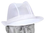 Disposable white mesh trilby hat for catering