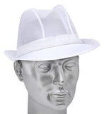 Disposable white mesh trilby hat for catering