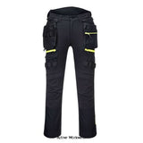 Black DX4 Fashion Fit stretch Detachable Holster Pocket Trouser with 4 way stretch Portwest DX440 Kneepad  The Portwest DX4 range is a premium range of garments with dynamic four way stretch built in. The Portwest DX4 workwear Holster pocket Trouser is ergonomically designed and uses the targeted placement of dynamic 4X stretch fabrics to give maximum range of movement when working. 