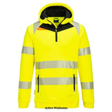 Yellow DX4 Hi-Vis 1/4 Zip Hoodie-hoody Hooded top Hi Viz Zipped DX482 The DX4 Hi-Vis Hoodie is the perfect mid layer option in terms of design, warmth and stretch. This style has the perfect fabric weight for keeping you warm in winter and provides you a modern and stylish look especially when paired with the rest of the DX4 collection. Features 100% polyester mechanical stretch bonded to 100% polyester fleece Lightweight flexible HiVisTex Pro segmented reflective tape 1/4 length centre front zip