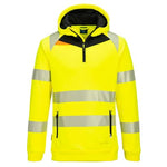 Dx482 high visibility quarter zip hoody top - hi vis zipped