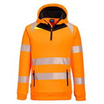 Dx482 high visibility quarter zip hoody top - hi vis zipped