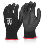 Economy pu coated safety work gloves black builders grip - ec9 beeswift