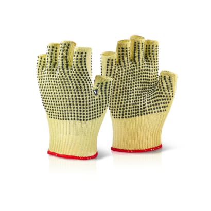 Fingerless dotted cut resistant work gloves level b-kflgmw