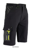 Flex Workwear All Round Stretch Work Shorts Black/grey-SFSHBLGY The Beeswift versatile and comfortable FLEX shorts offer ease of movement. These shorts are designed to stand up to tough jobs without compromising comfort and fit. Thematerial is FLEX 4-way-stretch fabric which is strong and stretchable in all directions. With Hi-Viz accents, not onlydo they get the job done but they do so in style. Medium weight work shorts 