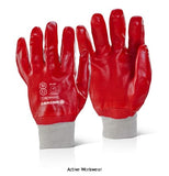 Fully coated pvc knit wrist safety work rubber glove red pvcfckwnr
