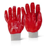 Fully coated pvc knit wrist safety work rubber glove red (pack of 60 pairs) pvcfckwnr
