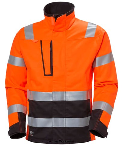 Helly Hansen Hi Visibiity Stretch Alna 2.0 Jacket-77220 Hi Vis Jackets Active-Workwear With two front pockets, stretch fabric, heat transfer reflectives and great fit the Alna 2.0 Jacket is the perfect choice for staying visible and safe at work. MaterialMain Fabric: 83% Polyester, 14% Cotton, 3% Elastane - 320 g/m² 2-way stretch fabricAdjustable cuffs Adjustable hem with elastic drawcord inside hand pocket Articulated sleeves for optimal mobility Brushed polyester inside collar Chest pocket 