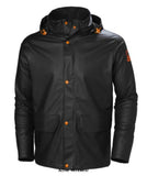 Black Helly Hansen Waterproof Gale Rain Work Jacket-70282 Workwear Jackets & Fleeces Helly Hansen Active-Workwear Gale Jacket sets the new standard in rain gear built for workers! Phthalate free fabrics ensures low environmental impact while at the same time keeping you dry no matter the weather. EN 343:2019 4,1,Packable hood in collar, Adjustable hood with elastic draw cord, Double main fabric front flap, napoleon pocket with YKK