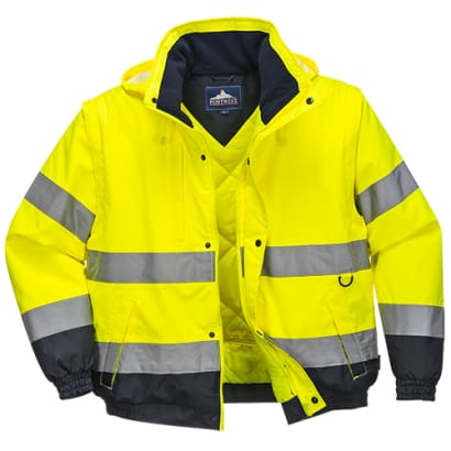 Hi vis 2 in1 bomber jacket / bodywarmer/gilet ris 3279 portwest c468