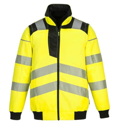 Hi vis 3 in 1 pilot jacket zip out sleeves bodywarmer/gillet portwest pw302