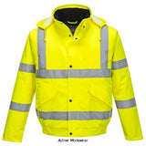 Yellow Portwest Standard Hi-Vis Bomber Jacket RIS 3279 XXS to 8XL - S463 Hi Vis Jackets Active-Workwear Comfort and quality are key with this garment coupled with all our usual safety and weatherproof functions. The two-way front zip studded flap and knitted storm cuffs provide ultimate protection. CE certified Taped seams to provide additional protection Extremely water resistant fabric finish, water beads away from fabric surface Reflective tape for increased visibility
