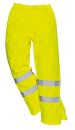 Hi vis breathable waterproof over trousers-portwest s487- yellow viz trousers