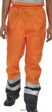 Orange Hi Vis Class 3 Belfry Waterproof Breathable over Trousers En471 Beeswift Bet RIS 3279 Hi Vis Trousers Active-Workwear Belfry two tone breathable over trousers 100% polyester with breathable PU coating Elasticated waist 30cm gusset at ankles with hook and loop closure 2 x side access pockets Fully taped seams Retro-reflective tape EN ISO 20471 Class 2 high visibility EN 343 Class 3 resistance to water penetration Class 3 breathability RIS-3279-TOM Issue 1 Railway use certified