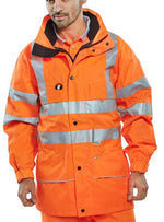 Hi vis class 3 carnoustie waterproof & breathable orange jacket -beeswift car