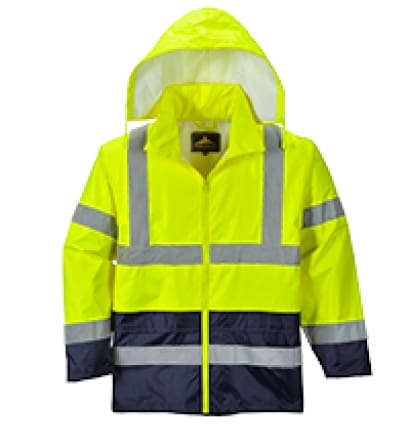 Hi vis classic contrast lightweight rain jacket portwest h443