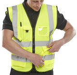 Hi vis executive zipped safety vest with multi pockets en471 - wcengexe