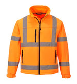 Hi Vis orange or yellow Fleece lined Softshell Jacket Portwest - S424