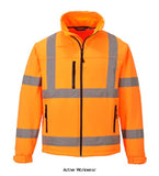 Hi Vis orange or yellow Fleece lined Softshell Jacket Portwest - S424