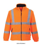 Orange Hi Vis Mesh Lined Fleece Jacket Rail RIS 3279 Portwest F300 Hi Vis Jackets Active-Workwear The Portwest F300 Fleece guarantees to keep you safe, visible and warm on cold windy days. Features include an internal patch pocket, two secure side pockets with zips and an elasticated draw cord waist for a more comfortable fit. Anti-pill durable fleece fabric 50+ UPF rated fabric to block 98% of UV rays Reflective tape 
