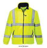 Yellow Hi Vis Mesh Lined Fleece Jacket Rail RIS 3279 Portwest F300 Hi Vis Jackets Active-Workwear The Portwest F300 Fleece guarantees to keep you safe, visible and warm on cold windy days. Features include an internal patch pocket, two secure side pockets with zips and an elasticated draw cord waist for a more comfortable fit. Anti-pill durable fleece fabric 50+ UPF rated fabric to block 98% of UV rays Reflective tape 