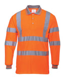 Hi vis polo shirt long sleeved portwest s277 orange rail polo