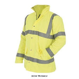 Yellow Hi-Vis Road Safety Traffic Jacket Yoko Hi Viz HVP300 Hi Vis Jackets Active-Workwear  Conforms to EN471 Class 3 & EN343 against foul weather Hi-Vis orange Conforms to GO/RT 3279 Waterproof PU-coated polyester with quilted padding and nylon lining Heavy-duty zip with studded storm flap 2 outer pockets 