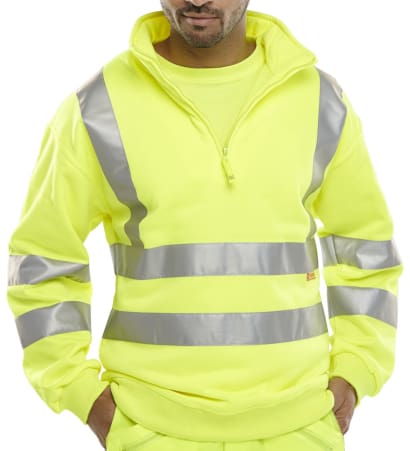 Hi vis sweatshirt 1/4 zipped sweater en471 ris3279 beeswift bszss